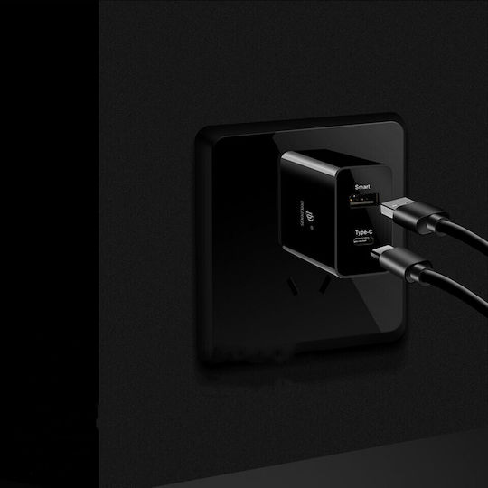 Dux Ducis Wireless Charger with USB-A and USB-C Power Delivery Black (C40)