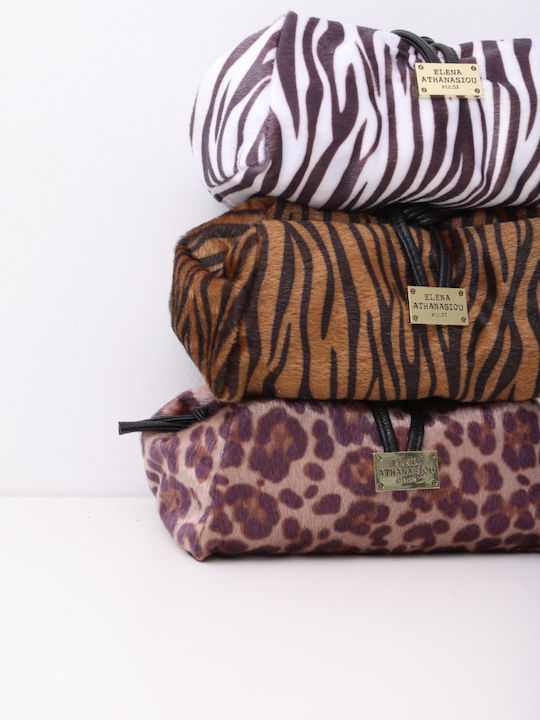 Elena Athanasiou Animal Print Zebra Damen Tasche Hand Braun