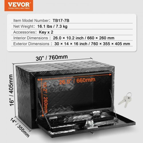 Vevor Tool Storage Aluminum Box W76.2xD35.56xH40.64cm CDKCGJX23014H8XL3V0