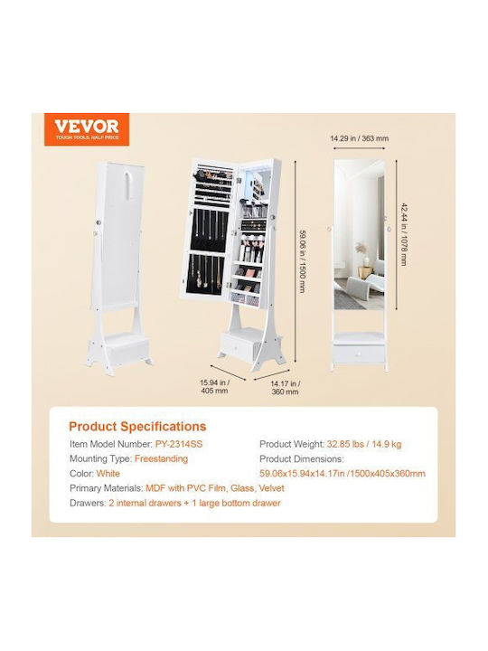 Vevor Καθρέπτης με Λευκό Ξύλινο Πλαίσιο 157x41cm
