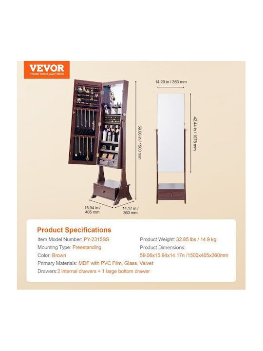 Vevor Καθρέπτης με Καφέ Ξύλινο Πλαίσιο 157x41cm
