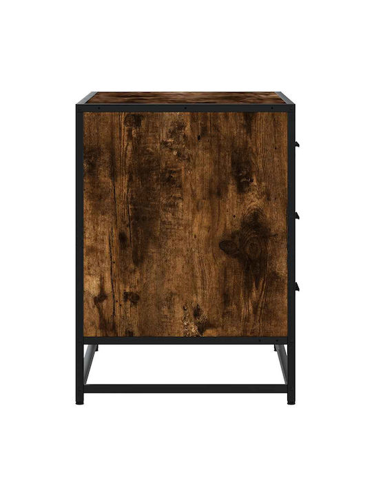 Wooden & Metallic Chest of Drawers Smoked Oak 70x41x56cm