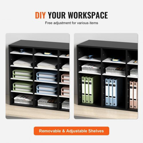 Vevor Black Wooden File Organizer 27 Slots