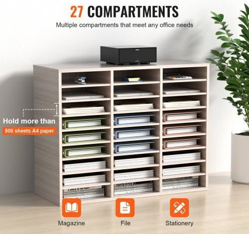 Vevor Wooden File Organizer 27 Slots Grey Wjzlfpjbhb27af8amv0