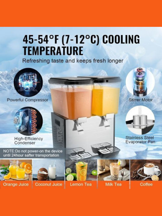 Vevor Διπλός Διανεμητής Κρύων Ροφημάτων 2x18lt Π46.5 x Β45.5 x Υ67 εκ.