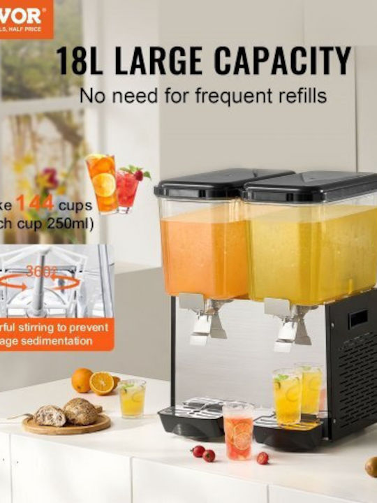 Vevor Διπλός Διανεμητής Κρύων Ροφημάτων 2x18lt Π46.5 x Β45.5 x Υ67 εκ.