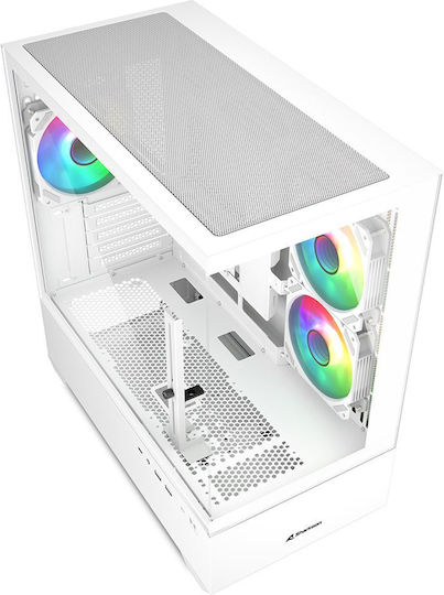 Sharkoon MK6 RGB Gaming Micro Tower Κουτί Υπολογιστή με Πλαϊνό Παράθυρο Λευκό