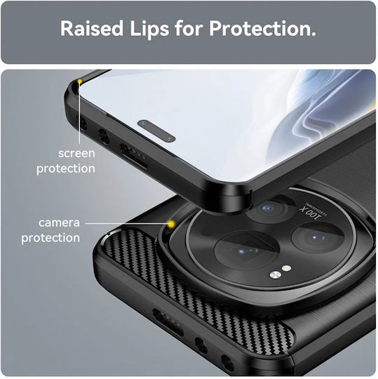 Techsuit Carbon Umschlag Rückseite Silikon Schwarz (Xiaomi 15)