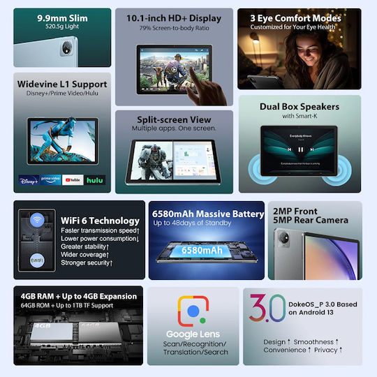 BlackView Tab 70 10.1Inci (4GB/64GB) Twilight Blue