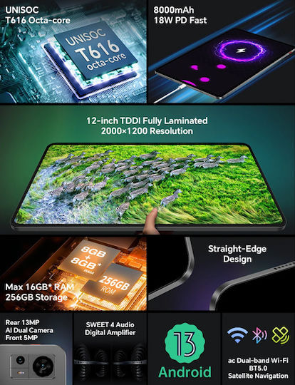 Teclast T60 4G 12" Tablet (8GB/256GB) Γκρι