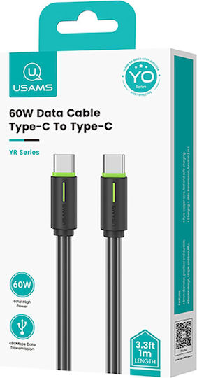Usams Us-sj734 USB 2.0 Cable USB-C male - USB-C 60W PD Μαύρο 1m SJ734USB01