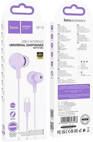Hoco M114 Безжични Стерео с жак USB-C Лилав