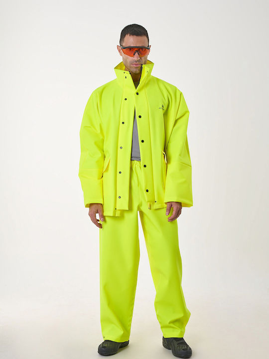 Anorak Street Long Men's Waterproof Riding Jacket & Pants Set Fluo Yellow