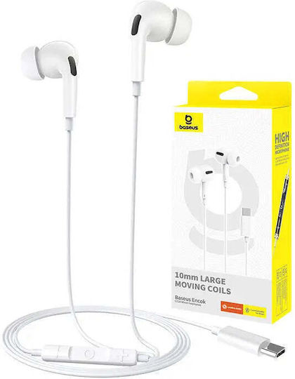 Baseus Encok Cz18 In-ear Handsfree Ακουστικά με Βύσμα USB-C Λευκό