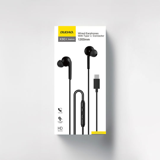 Dudao X3c+ In-ear Handsfree Headphones with Connector USB-C Black