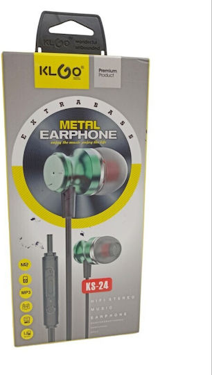 KLGO KS-24 Earbuds Handsfree με Βύσμα 3.5mm Πράσινο Σκούρο