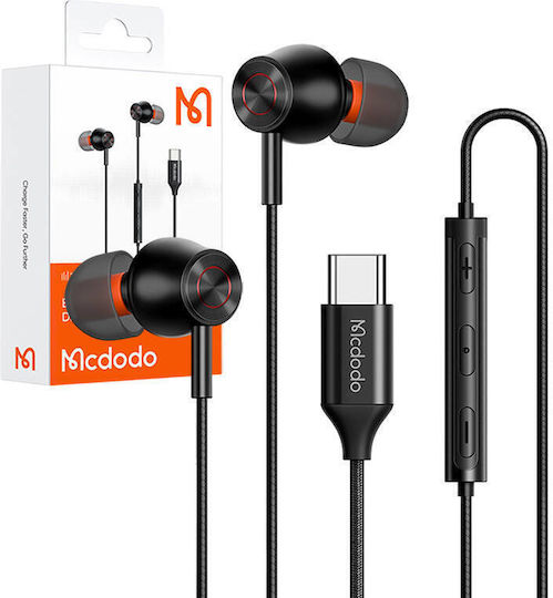Mcdodo HP-3490 In-ear Handsfree Ακουστικά με Βύσμα USB-C Μαύρο