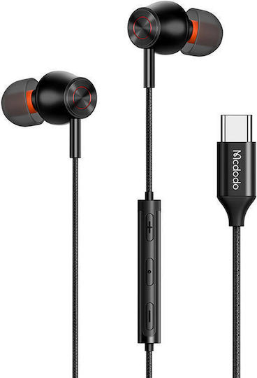 Mcdodo HP-3490 In-ear Handsfree Ακουστικά με Βύσμα USB-C Μαύρο