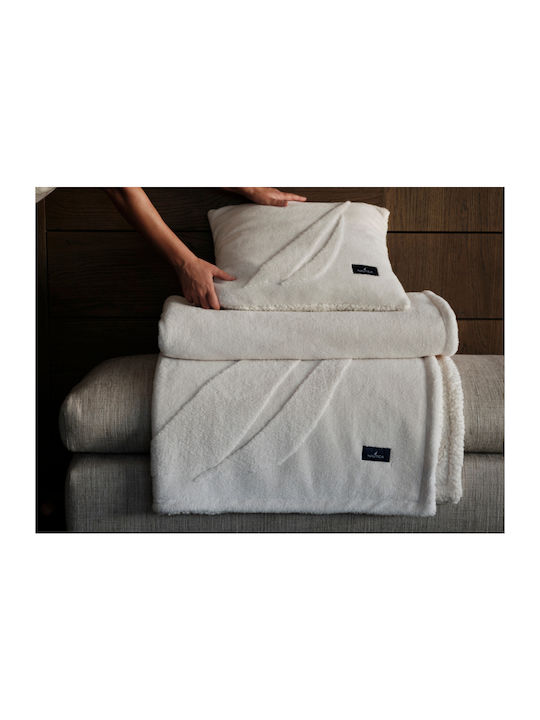 Nef-Nef Homeware Nau Κουβέρτα Sherpa Καναπέ 130x180εκ. Coast Ecru