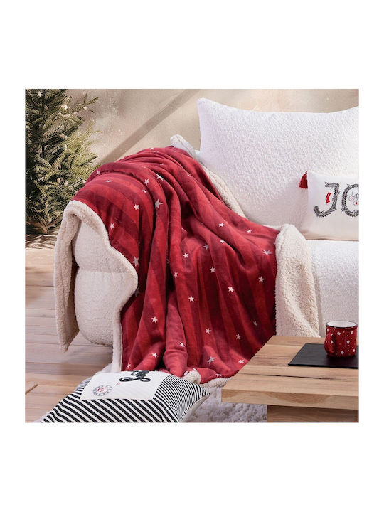 Nef-Nef Homeware Blanket Sherpa Fleece Sofa 130x180cm Christmas Straight To Christmas Red