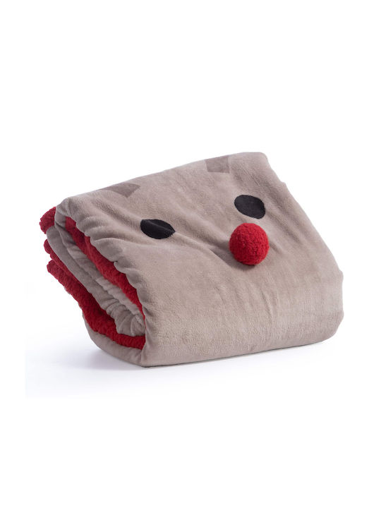 Nef-Nef Homeware Funny Reindeer Blanket Sherpa Sofa 130x180cm Beige