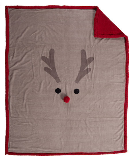 Nef-Nef Homeware Funny Reindeer Κουβέρτα Sherpa Καναπέ 130x180εκ. Beige