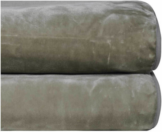 Kentia Notte Κουβέρτα Βελουτέ Υπέρδιπλη 220x240εκ. Olive