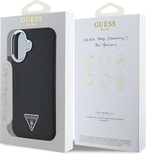 Guess Pu Grained Triangle Logo Case Iphone 16 Black