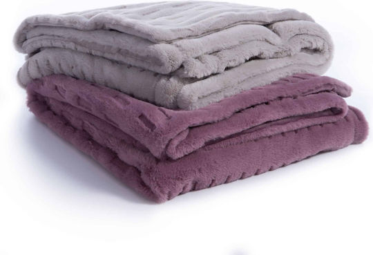 Nef-Nef Homeware Vivo Κουβέρτα Γούνινη Καναπέ 130x180εκ. Orchid