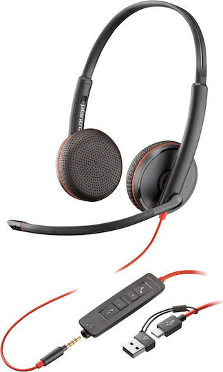 Poly Blackwire 3225 Bulk On Ear Multimedia Headphone with Microphone 3.5mm Jack / USB-A / USB-C