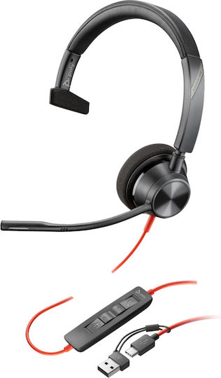 Poly Blackwire 3310 On Ear Multimedia Ακουστικά με μικρόφωνο και σύνδεση USB-A / USB-C