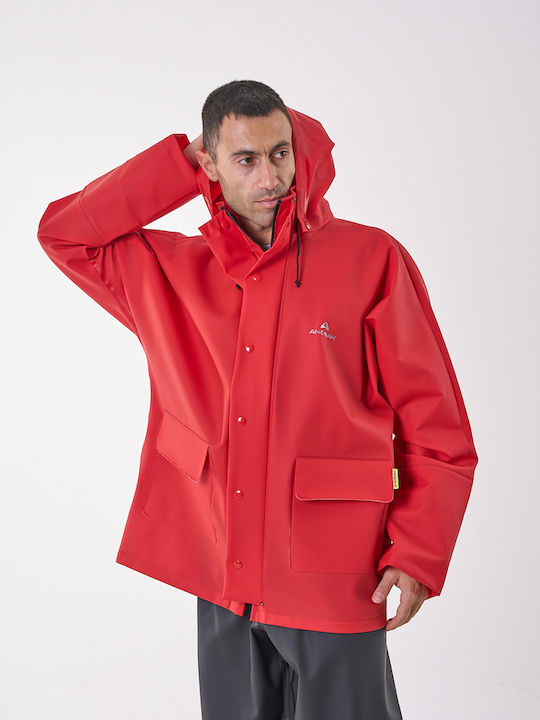 Anorak Waterproof Jacket Hood Avenue Long Red