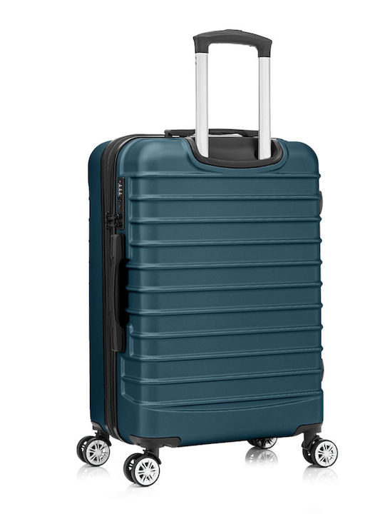 Quasar Model Line Μεγάλη Βαλίτσα Ταξιδίου Σκληρή Petrol Blue με 4 Ρόδες Ύψους 77εκ.