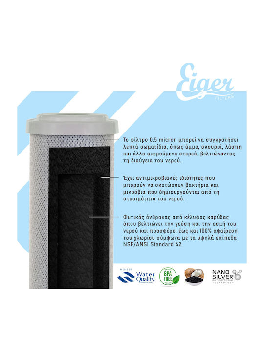Eiger Countertop and Under Sink Water Filter Replacement made of Activated Carbon 10" 0.5 μm