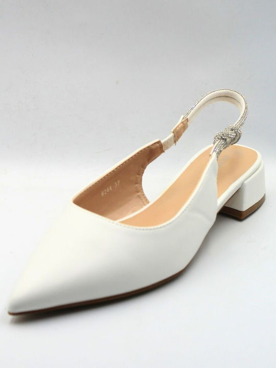 Plato White Low Heels