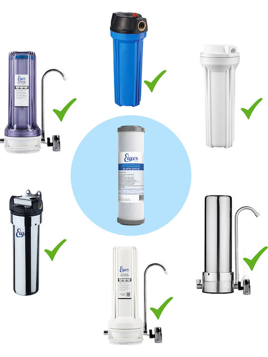 Eiger Countertop and Under Sink Water Filter Replacement made of Activated Carbon 10" 0.5 μm