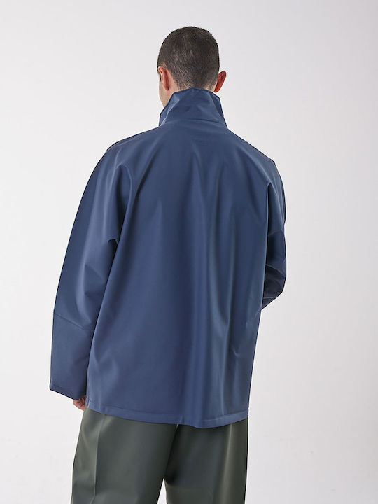 Anorak Street Long Men's Waterproof Riding Jacket Blue