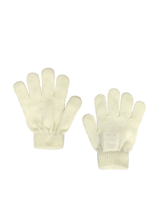 Kids Beanie Set with Gloves Knitted White