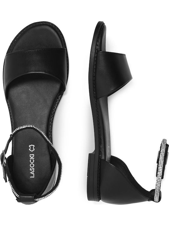 Flache Sandalen für Damen in Schwarz Farbe