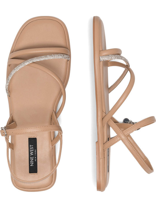 Women's Flat Sandals in Beige Color