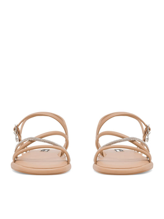 Women's Flat Sandals in Beige Color