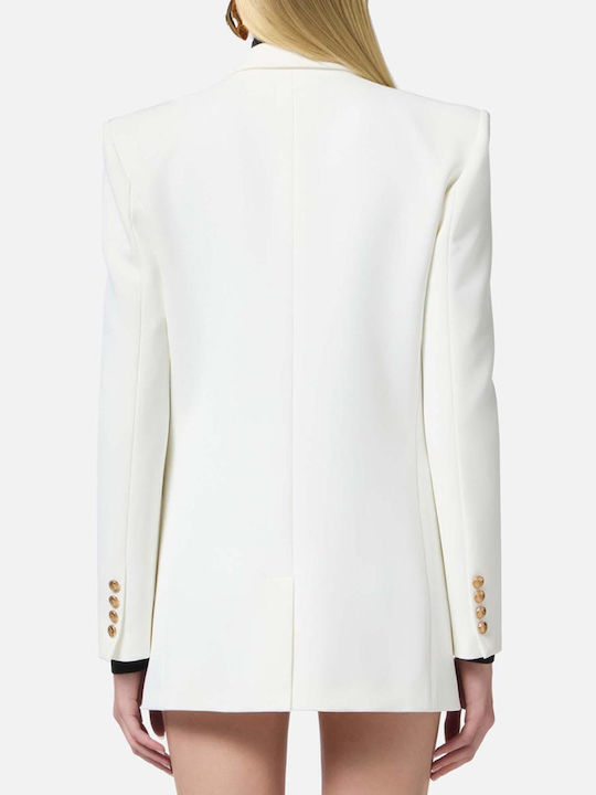 Elisabetta Franchi Women's Crepe Double Breasted Blazer White