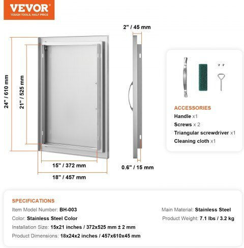 Vevor BBQ Door Stainless Steel 457x610 mm Outdoor Kitchen Dmmbscjmys18ht3rav0