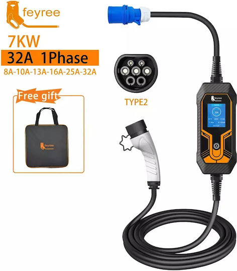 Feyree Portable Single Phase 7kW Charging Station with Built-in Cable Type 2 (202301161)