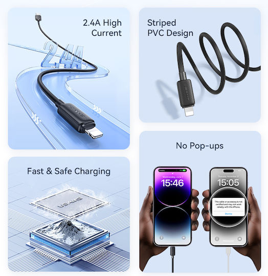 Usams Us-sj689 USB-A to Lightning Cable 12W White 1m (SJ689USB02)