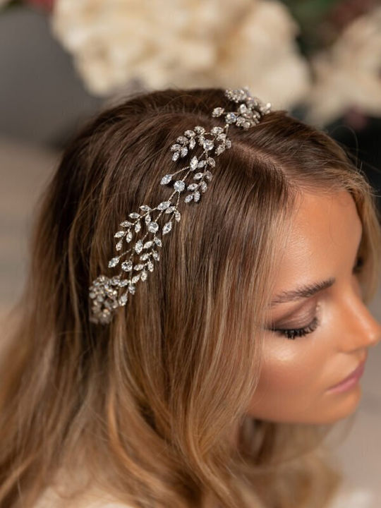 Νυφική Τιάρα Ζιργκόν Σχήμα Οβάλ Ασημί Irene Bridal Headpiece Ba016 Hair Duty Hrd-ba016