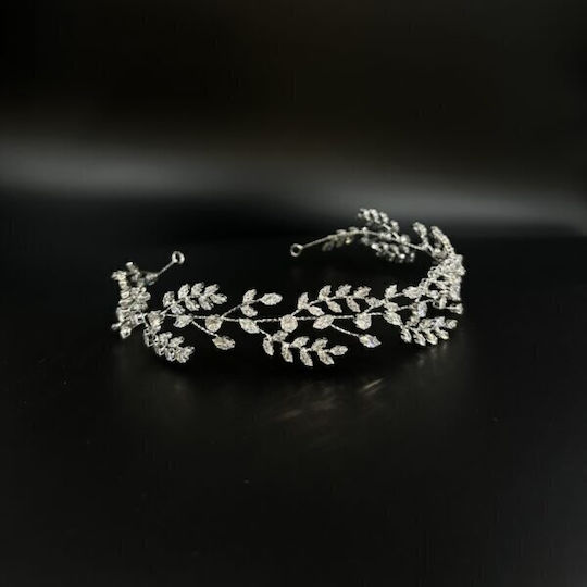 Νυφική Τιάρα Ζιργκόν Σχήμα Οβάλ Ασημί Irene Bridal Headpiece Ba016 Hair Duty Hrd-ba016