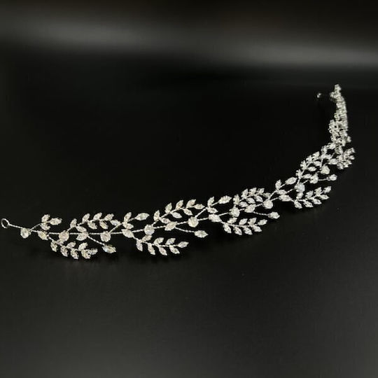 Νυφική Τιάρα Ζιργκόν Σχήμα Οβάλ Ασημί Irene Bridal Headpiece Ba016 Hair Duty Hrd-ba016