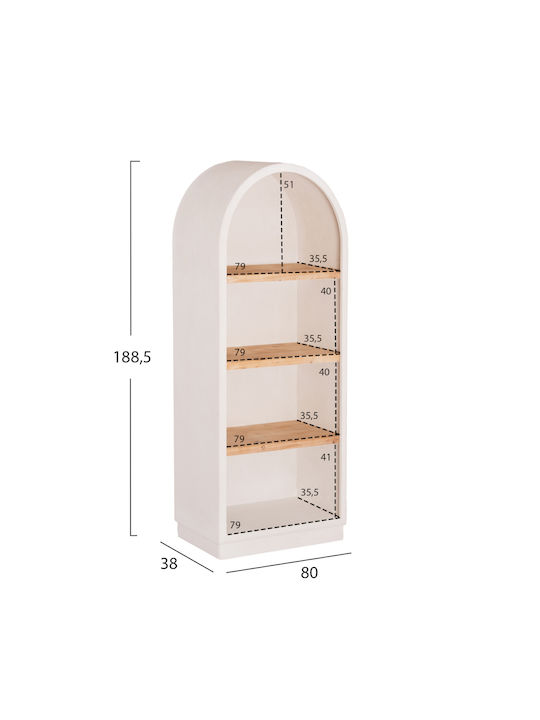 Bibliotecă Santorini Off-white-natural 80x38x188cm