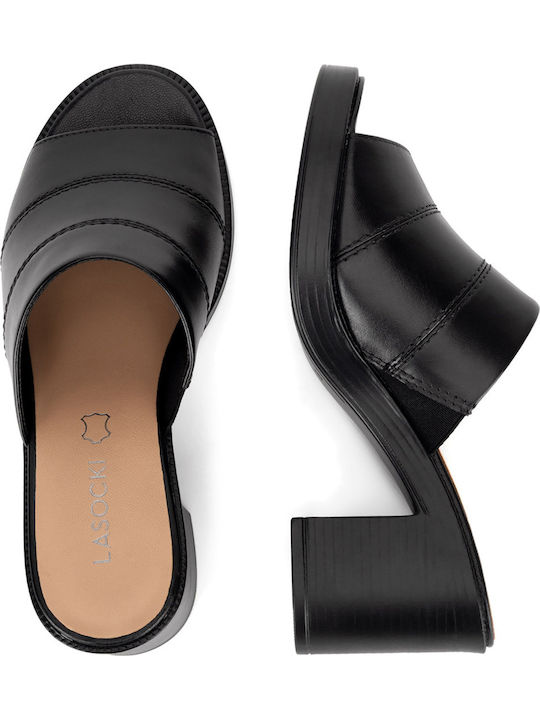 Mules mit Chunky Absatz in Schwarz Farbe